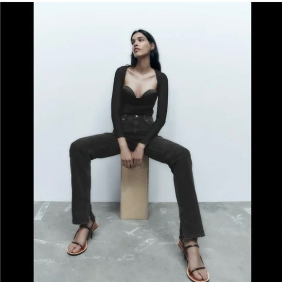 NWT Zara Black Long Sleeve Bodysuit - Picture 3 of 5